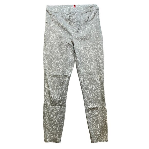 Spanx Womens Patterned Leggings Medium Gray & White Comfortable Stretch Fit - Picture 1 of 14
